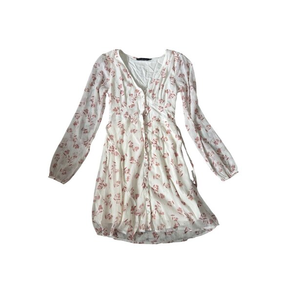 ABERCROMBIE & FITCH Floral Sheer Long Sleeve Button Down Dress Sz XXS - Picture 6 of 7